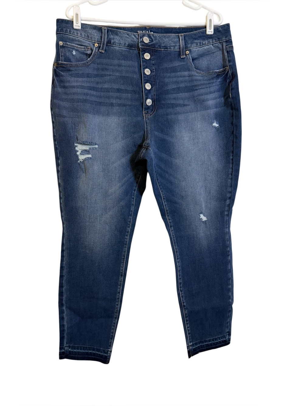 Time and Tru Distressed Button-Up High-Rise Skinny Jeans sz 18
